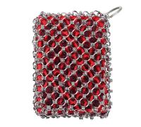 Brosse à récurer en acier inoxydable - Maille en maille de chaîne, motif d'anneau renforcé | Tissage en bobine antirouille, maillon de grille sans danger pour la poêle, feuille de texture métallique