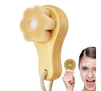 Brosse à récurer le visage, manuel d'utilisation (français non garanti), brosse de lavage du visage avec manche en bois, forme de de prunier, poils souples, outil exfoliant pour le visage pour