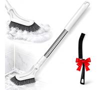 Brosse à récurer Multifonction Extensible à Long Manche avec tête incurvée | Brosse de nettoyage extensible avec poignée en acier réglable, design amovible pour les sols, les coins et les espaces.