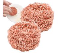 Brosse À Récurer pour Vaisselle, 2 Brosses De Cuisine pour Plats avec Tampon À Récurer, Boule De Nettoyage en Fil De Cuivre Durable Et Antirouille, Outils De Nettoyage Éponges Récurantes pour Évier