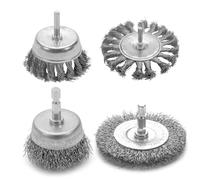 Brosse À Roue Métallique - Ensemble De Brosses À Tige Hexagonale, Fixation De Tasse Sertie Ferme, Embout En Acier Durable | Brosses Métalliques Abrasives Antirouille Pour Meuleuse D'angle, Décapage De