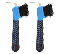 Brosse à sabot de cheval 2 en 1 crochet en acier outil de nettoyage polyvalent pour écurie de cheval plastique bleu acier inoxydable 17 cm 2 pièces