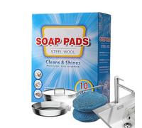 Brosse à savon en laine d'acier - Outil de nettoyage professionnel en acier inoxydable - Tampon à récurer multifonction pour vaisselle, ustensiles de cuisine, brosse de nettoyage pré-lavée en laine