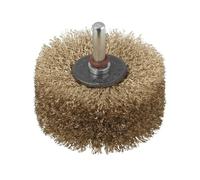 Brosse à Structurer le Bois - wolfcraft - Diamètre 80 mm - Laiton - Queue ronde 8 mm - 4500 RPM