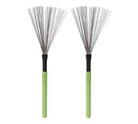Brosse à tambour 2 pièces, brosses à tambour à Percussion avec manche en érable, Kit en fil d'acier pour batterie acoustique Jazz Folk (Verte)
