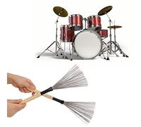 Brosse à tambour 2 pièces, brosses à tambour à Percussion avec manche en érable, Kit en fil d'acier pour batterie acoustique Jazz Folk (Blanche)