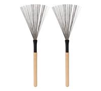 Brosse à tambour 2 pièces, brosses à tambour à Percussion avec manche en érable, Kit en fil d'acier pour batterie acoustique Jazz Folk (Couleur du bois)
