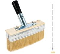 Brosse à tapisser avec manche télescopique - 170 cm - Large manche en 8 parties et connecteur - Poils naturels - Longue portée de travail pour terrasses, clôtures, murs (180 mm)