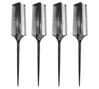 Brosse à Teinture Capillaire Double Face 4 Pièces en Plastique Noir | Poils Courts, Embout Fin pour Séparation, Lot de 4 Set de Set, Usage Multifonction pour Coloration et Retouches