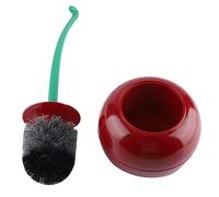Brosse à Toilette Décorative Forme Cerise avec Tête Rechange Longue Poignée Non-Poreuse pour Salle de Bains Rouge Profond