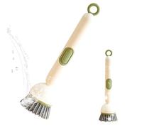 Brosse à vaisselle - Nettoyeur de 25,4 cm | Brosse en silicone ABS - Brosse rotative à remplir de liquide avec long manche, design de communiqué de presse, poils fins pour casseroles, poêles