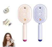 Brosse à vapeur électrique, fer à lisser à vapeur rechargeable avec pulvérisation, peigne démêlant antistatique 3-en-1 et massage à coussin d'air, outil portable sans fil pour lisser, coiffer et