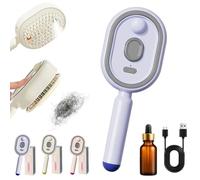 Brosse à vapeur électrique,fer à lisser à vapeur rechargeable avec spray,peigne massage à coussin d'air et spray électrique, peigne démêlant antistatique 3 en 1 et massage à coussin d'air (Purple)