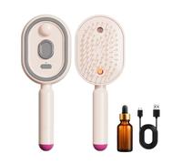 Brosse à vapeur électrique pour cheveux, lisseur à vapeur rechargeable avec spray, peigne démêlant antistatique 3 en 1 et massage à coussin d'air, outil portable sans fil pour lisser le coiffage et le