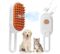 Brosse à vapeur pour chat - 3 en 1 avec poignée pliable - Peigne d'épilation pour chats et chiens, brosse vapeur pour massage, toilettage et enlever les poils morts (blanc)