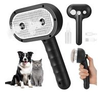 Brosse à vapeur pour chat pour le toilettage et la perte de poils pour poils longs et courts pour animaux de compagnie, outil de démêlage et d'épilation pour chiens et chats autonettoyant 4 en 1 Spray
