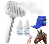 Brosse à vapeur pour cheval 2E génération, brosses de toilettage pour chevaux, brosse à vapeur autonettoyante 3 en 1, brosse à vapeur pour animaux domestiques pour la perte de cheveux, peigne