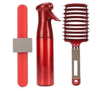 Brosse à ventilation incurvée démêlante avec flacon de spray pour cheveux et clip de bracelet, ensemble d’outils de coiffure pour barbe destiné au séchage par soufflage, au massage (Rouge)