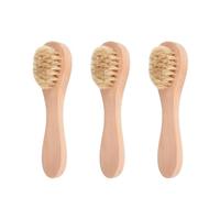 Brosse à Visage Manuelle en Bois, Lot de 3, Poils Doux | Nettoyage , Prise Facile, Usage Salle de Bain et Voyage, pour Peau Sèche et Flocons Style Aléatoire