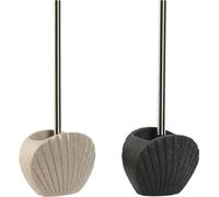 Brosse à WC Home ESPRIT Gris Crème Résine Acier inoxydable 13,5 X 10 X 37 cm (2 pièces)