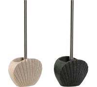 Brosse à WC Home ESPRIT Gris Crème Résine Acier inoxydable 13,5 X 10 X 37 cm (2 pièces)