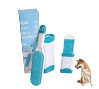 Brosse anti-peluches, pour poils d'animaux, pour chat, réutilisable, avec nettoyage extrêmement facile, auto-nettoyante, bleue