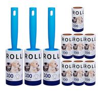 Brosse Anti Poils Animaux Mega Value Lot de 1000 Feuilles, Rouleau Super adhésive pour Poils Animaux, Brosse Vetement Anti Poils (10 Rouleaux avec 3 dérouleurs)