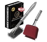 Brosse Barbecue 3-en-1 | Brosse Grille Barbecue avec Grattoir et Éponge Résistante à la Chaleur | Brosse Nettoyage Barbecue pour Grilles en Fonte et INOX | Poignée Longue et Poils épais