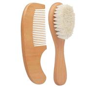 Brosse bébé peigne brosses en bois naturel et peignes peignes brosses en laine naturelle cadeau de brosse à cheveux neuf-né pour bébé pour les berceaux nouveau-nés et nourrissons 2pcs