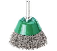 Brosse boisseau D.50mm tige 6mm épaisseur de fil 0,3mm VA 10500min-¹ LESSMANN