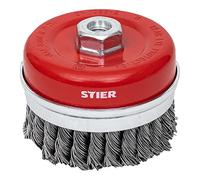 Brosse boisseau STIER Ø 100 mm STIER, M14, 0,8 mm, torsadée, acier