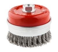 Brosse bout à bout en fil renforcé 100 mm x M14, INOX