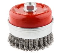 Brosse bout à bout en fil renforcé, 65 mm x M14, INOX