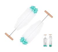 Brosse Bouteille de Soda, 2 Pièces 32 cm Goupillon de Nettoyage pour Bouteille d'eau, Brosse avec Poils et Tête Epongeun Manche en Bois, pour Les Bouteilles en Verre, Les Mugs, Vert