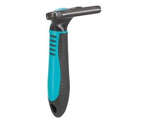 Brosse Carding TRIXIE pour démêler & éclaircir les poils courts et durs - tête de brosse interchangeable - lame en acier inoxydable - manche plastique caoutchouté - noir/bleu - 7 x 15 cm - 24171