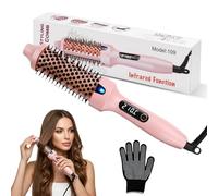 Brosse Chauffante, 38mm Brosse Thermique à 3 Fonctions- Lissage, Boucles Souples, Volume, Brosse Coiffante Chauffante, 6 Réglages de Température, Thermal Brush Ionique Anti-Frisottis, Rose