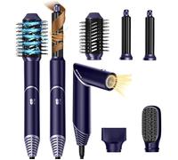 Brosse Chauffante 5 en 1 Air Styler & Sèche-Cheveux Soufflant, Cadeau Femme, Kit Coiffure Multifonction, Bleu
