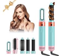 Brosse Chauffante Brushing Multi-Usages, 1-Step Styler,Air brush 5 Set Avec Seche Cheveux,Brosse Soufflante Rotative Pour Cheveux,Brosse Soufflante Technologie CéRamique,SéCher, Boucler, Lisser (Bleu)