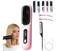 Brosse Chauffante Cheveux Court,Lissante Rechargeable Portable, Un Volume Coiffe en 2 Minutes,Brosse Coiffante Portable Et Rechargeable Pour Voyage Et Usage Quotidien (1*C)