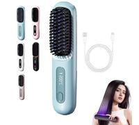 Brosse chauffante en céramique Lonic - Styler USB avec 3 réglages de chaleur précis, écran LCD, for des cheveux courts lisses et sans frisottis(Blue)