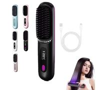 Brosse chauffante en céramique MCH - Technologie Lonic, 3 réglages de température, écran LCD, sans danger for tous types de cheveux(Black)