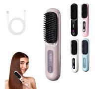 Brosse Chauffante Glow Wave, Brosses Chauffantes Glow Wave pour Cheveux Courts, Recharge USB, 3 Niveaux de Chaleur et Écran LED, Portable et Rechargable pour Voyage et Usage Quotidien purple