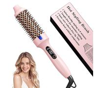 Brosse Chauffante Haokoo 38mm - Fer Brosse pour Boucles Souples, Technologie Ionique, 6 Niveaux de Chaleur, Coiffage Facile au Quotidien (Rose)