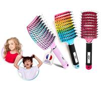 Brosse Cheveux demelante Magique [ NE TIRE PAS ] Poil de Sanglier 100% Naturelle - Pour démêler en douceur ! (Fuchsia/Rose/Bleu)