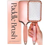 Brosse Cheveux Femme Lily England - Brosse Plate Professionnelle pour Séchage, Démêlage et Lissage - Pour Tous Types de Cheveux - Manche Gel Antidérapant - Rose Gold