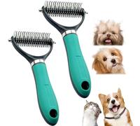Brosse Chien Poil Long et Chat, Brosse Sous Poil Chien à Double Face, Brosses Chiens Poils Mort Démêlante, Élimine Nœuds et Sous-Couche, pour Berger Australien et Races à Poils Longs (Vert*2)