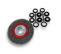 Brosse circulaire ACIER | Ø 150 mm | Epaisseur 2 rangs | Fil dur 0.30 mm ondulé | Alésage 32 mm + réducteur bague 25/22/20/16/12 mm | Touret meuleuse affûteuse ponceuse | Kibros 235152AT