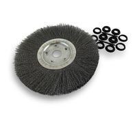 Brosse circulaire ACIER | Ø 300 mm | Epaisseur 1 rang | Fil dur 0.30 mm ondulé | Alésage 32 mm + réducteur bague 25/22/20/16/12 mm | Touret meuleuse affûteuse ponceuse | Kibros 211301AT
