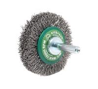 Brosse circulaire sur tige 6x25mm SIT 0976 - Pour perceuse - En acier inoxydable 0,30mm - Ø80mm - E 12mm
