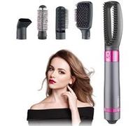 Brosse Coiffante 5 en 1 NOVA Brosse Soufflante Lissante Chauffante Multifonctionnels Sèche-Cheveux 3 Vitesses Gris-rose